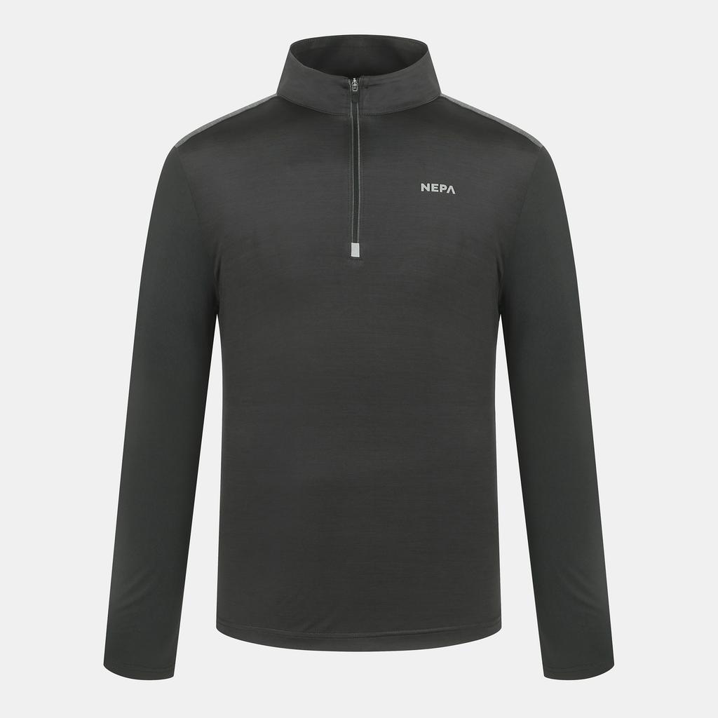 Nepa 7J35403 Men'S Summer Fresh Block Long Sleeve Zip-Up T-Shirt