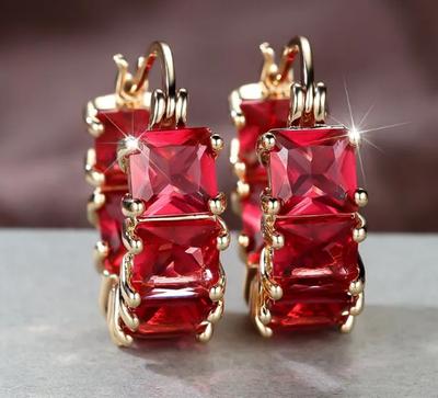 New Cross-border Fashion Square Diamond Hoop Earrings For Women, Elegant, And Luxurious, European And American .