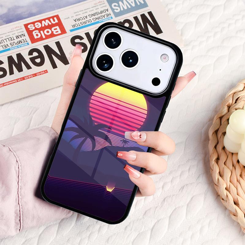 Synthwave 80's Retro Neon vaporwave Phone Case For IPhone 17 16e 15 14 13 12 11 Pro Max Air Mini Soft Protective Cover