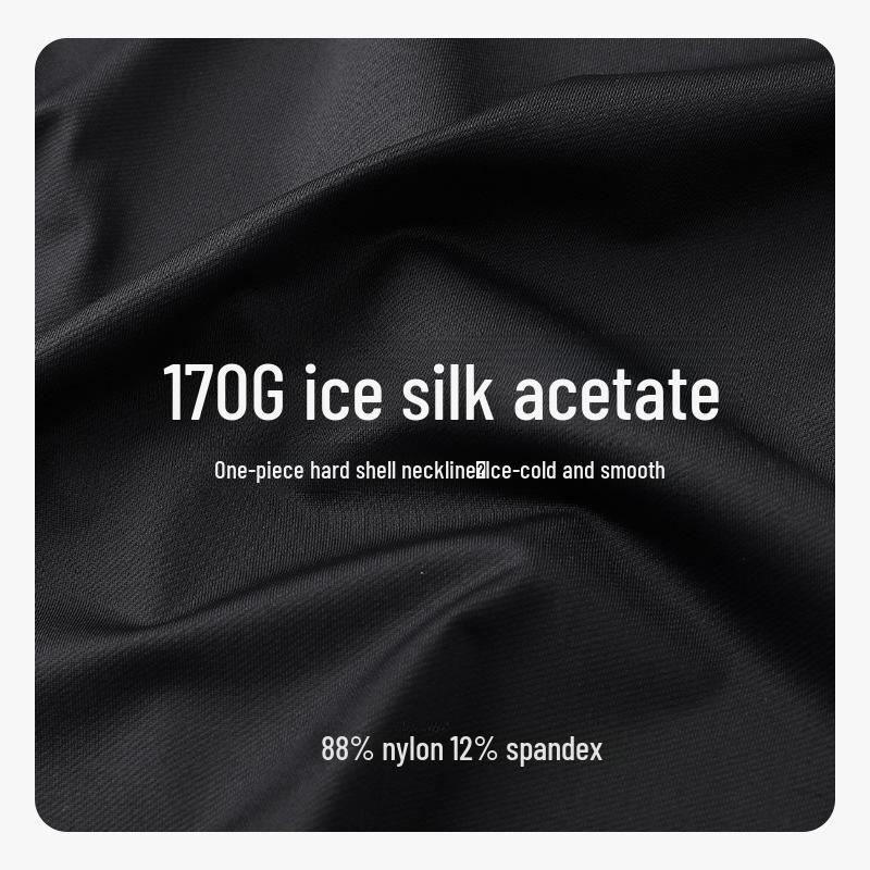 Men's Slim Fit Ice Silk Polo Shirt - Acetate Blend, Solid Color, Short Sleeves for Summer 2025