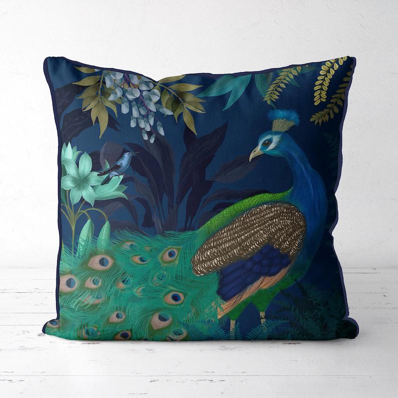 VIKAMA Peacock Cushion Cover Tropical Jungle Floral Print Living Room Sofa Soft Pillow Cover Car Bedroom Home Decor