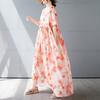 Summer New Simple Bohemian Long Dress Fattened and Enlarged Short-sleeved Crew Neck Printed Dress Women's Clothing