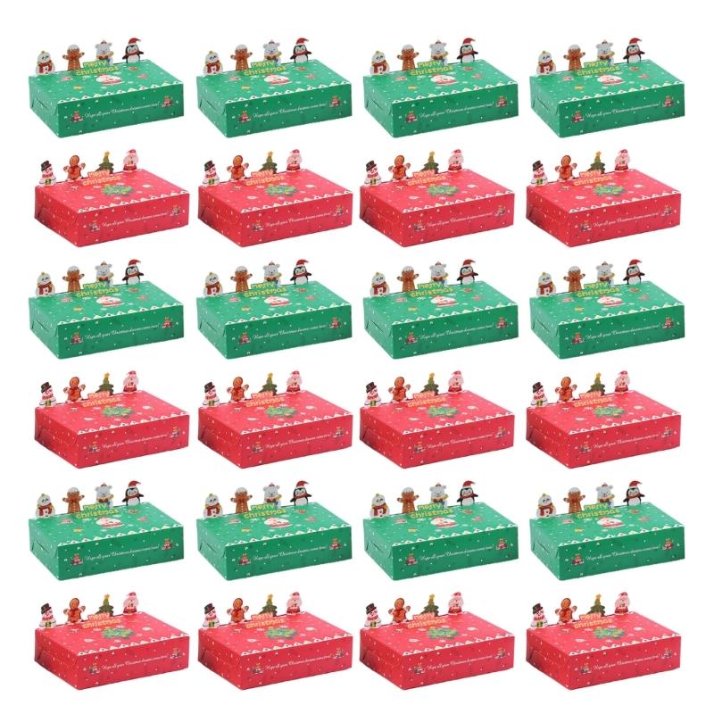 

24Pcs Christmas Cookie Boxes Festival Decorative Biscuits Packaging Case Cardboard Treat Holders Holiday Party Supplies 1