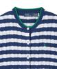 POLO RALPH LAUREN W Striped Cable Knit Short Sleeve Cotton Sweater - Blue Yacht/White