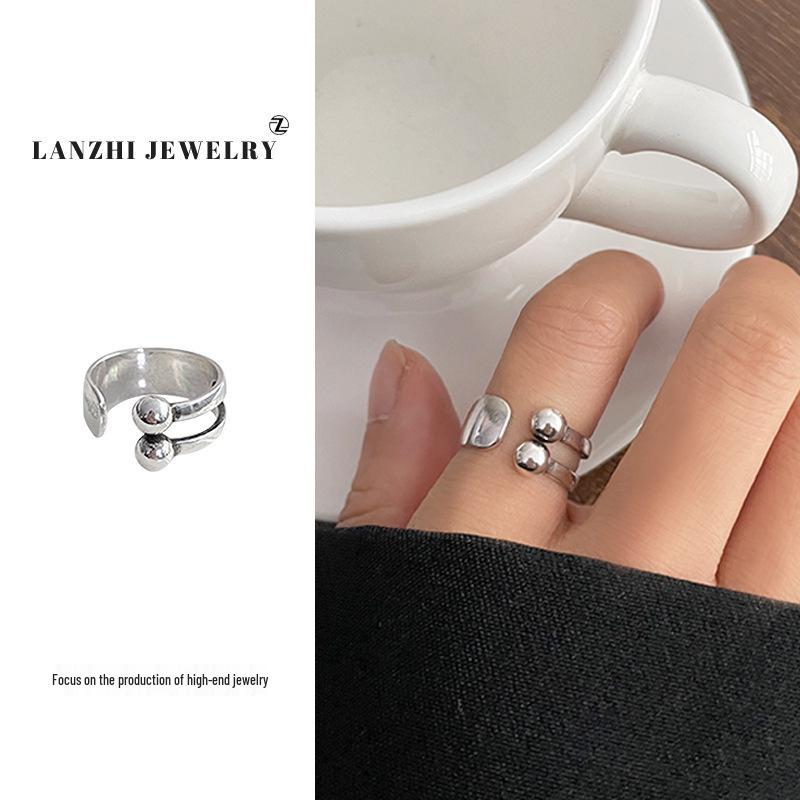 Lan Zhi Smiling Face 925 Sterling Silver Korean-Style Adjustable Ring for Women