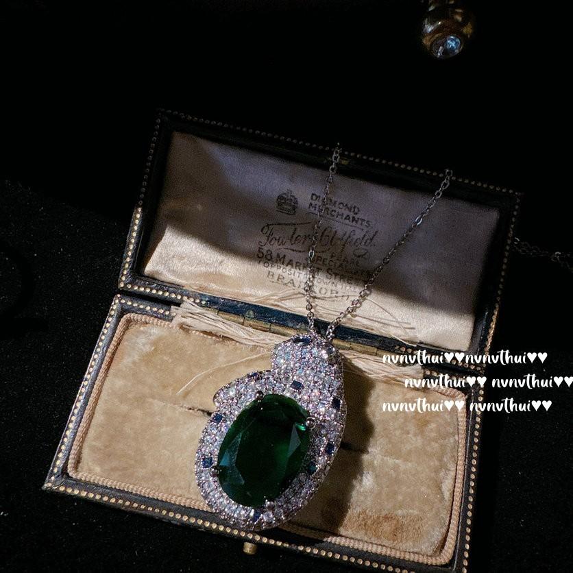 Colombian Emerald Cheetah Gemstone Necklace, Antique, Plated With 18K Gold, Malachite Green Cheetah Zircon Ring.