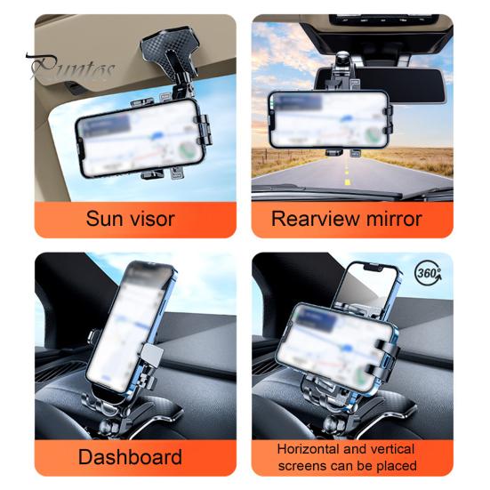 Biltelefonhållare 360 ​​graders justerbar instrumentbrädesfäste Universal fjäderklämma Multifunktionell bilhållare för mobiltelefon Stödfäste Telefontillbehör
