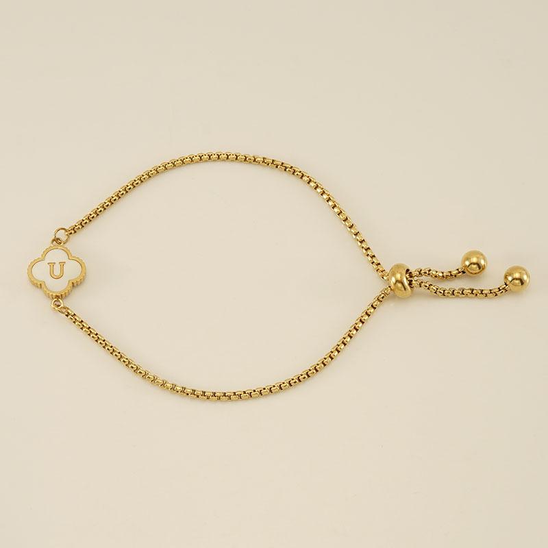 Stainless Steel Shell Clover Letter Bracelet Unique Design Fashionable Wrist Jewelry for Women