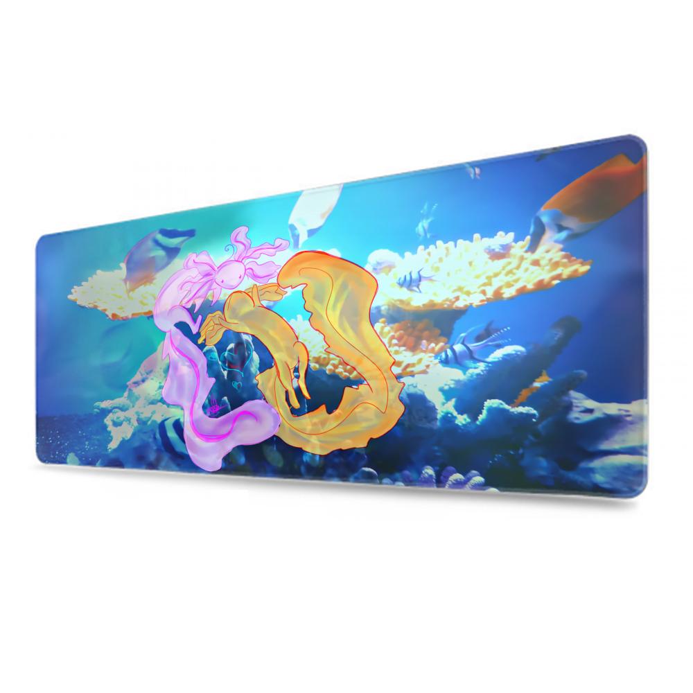 Cute Axolotl Design Aesthetic Large Gaming Mouse Pad Office Desk Mat Computer Keyboard Pad Nonslip Office Desk Decor Accessories