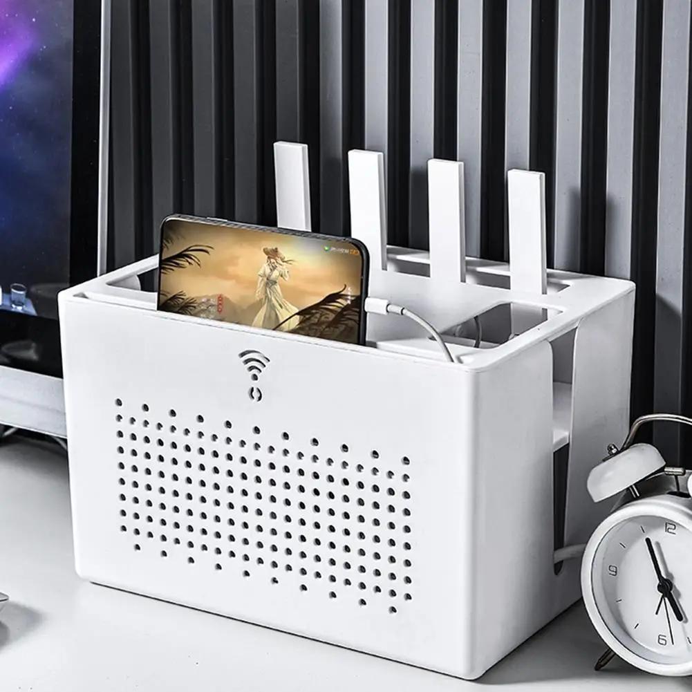 The New Router Storage Box Saves Space Hollow Cable Management Box Heat Dissipation Detachable Router Double-layer Storage Box
