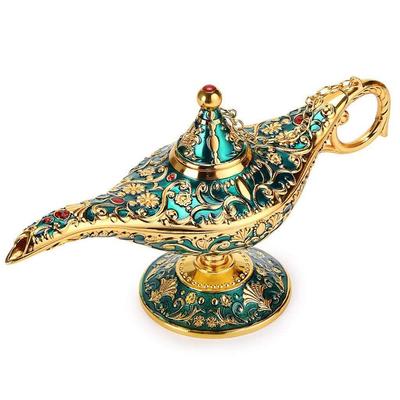 Vintage Magiczna Legenda Lampa Dżina Aladyna do Domu/na Ślub, Kolekcjonerska Wymyślna Rzadka Klasyczna Arabska Rekwizyt Kostiumowy Lampa Garnek