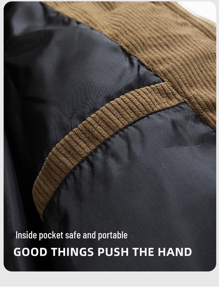 Men's Winter Color Block Hooded Jacket – Windproof Cotton Padded Coat with Plus Velvet Lining