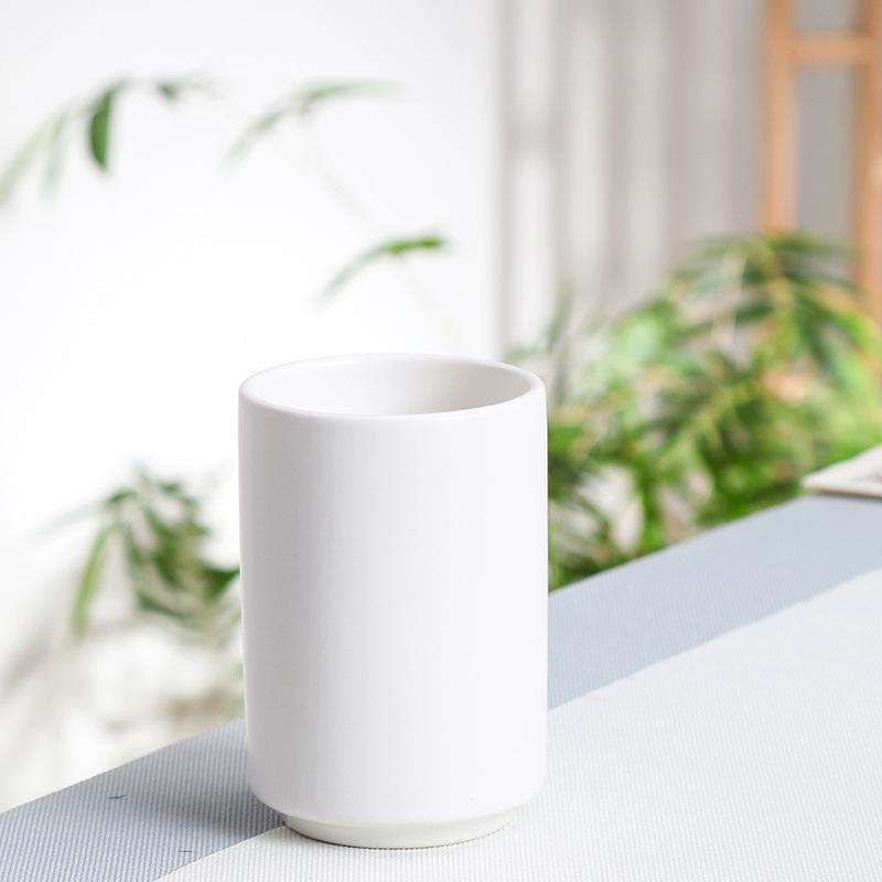 Simple Japanese Black and White Ceramic Straight Cup Tea Cup Without Handle Hotel Toothbrush Mouthwash Cup Mug