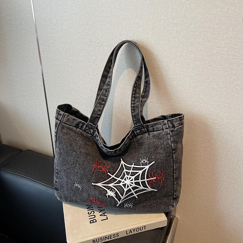 Denim bag women's large-capacity new summer versatile shoulder bag college student class bag tote bag