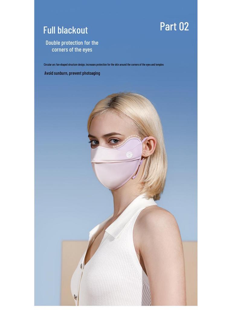 Summer Gradient Blush UV Protection Ice Silk Mask for Women - 3D Stereo Design, UPF 50+, Eye Corner Protection