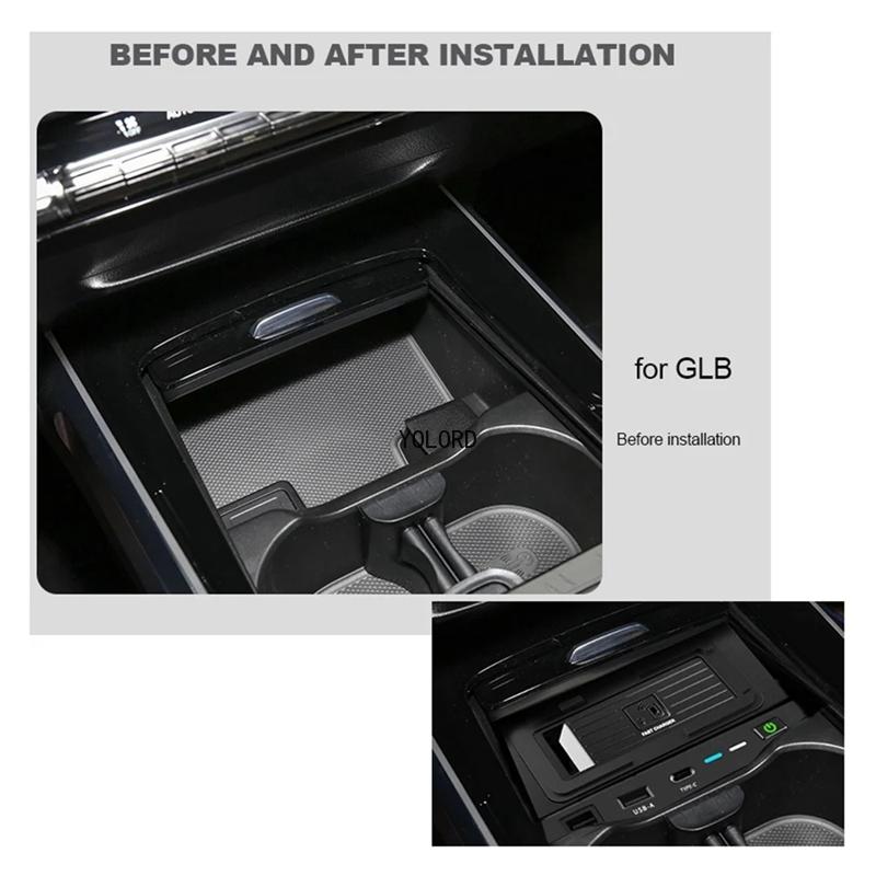 Bil QI Trådløs Lader 15W Telefonlader Lading For Mercedes-Benz A B GLB AMG CLA A35L W188 W177 W246 A180 A200 B200