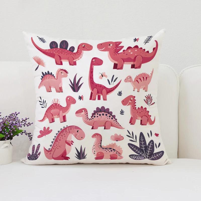 40x40 Cushion Cover Dinosaur Land Pillow Cover Sofa Decoration Children's Room Decorative Pillow Cover Kids Exquisite Gift