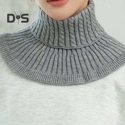 Sciarpa finta da donna con collo alto, trama intrecciata, volant, tinta unita, colletto in maglia, autunno inverno, colletto falso caldo e spesso