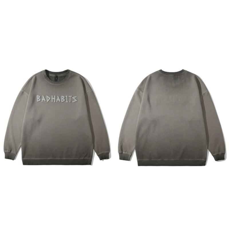 Pánské tričko s tlustým kulatým výstřihem s potiskem ve stylu American Vintage--Lehké a nemačkavé, všestranný dojíždějící svetr s dlouhým rukávem