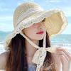 Straw UV Sun Wide Large Lace Sun Protection [NAMEOF] Women's Hat, Protection, Hat, Face-Slimming Effect, Brim, Spring/Summer, Size, Ribbon, Foldable,