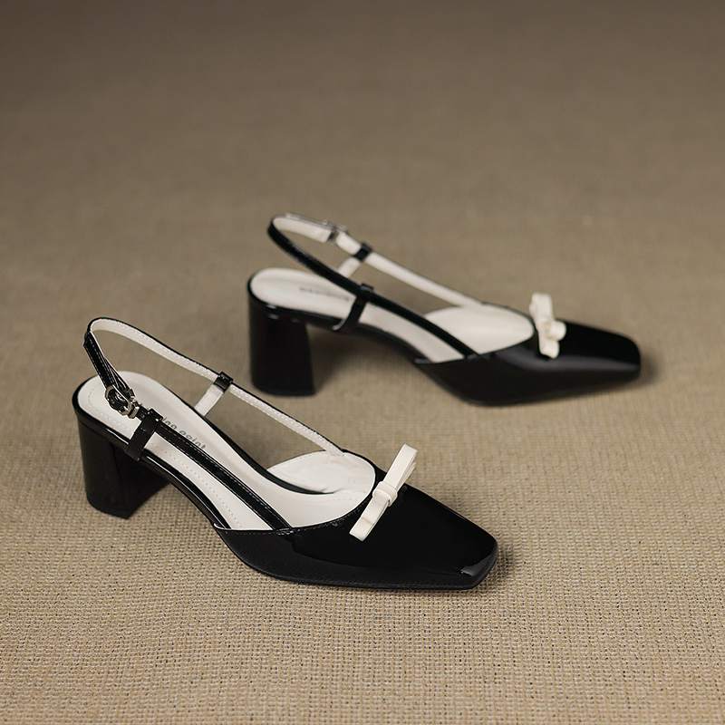 Krazing Pot Cow Skin Summer Size 42 Slingback European Design High Heels Women Superstar Square Toe Sandals