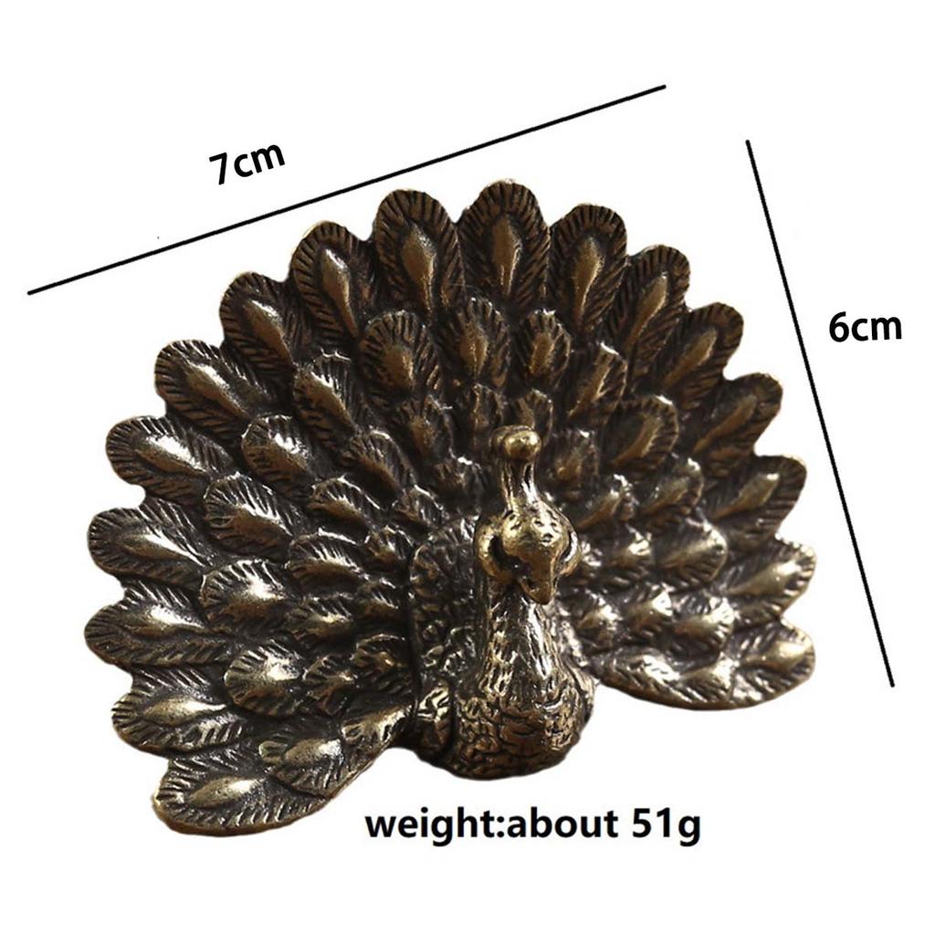Messingpfau fächert seinen Schleier auf Statue Schreibtischornament Vintage Tierfiguren Miniaturen Dekoration Handwerk Heimdekoration