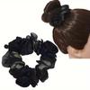 3 Flower Lace Hair Scrunchies Elegant Bun Rubber Bands Large Intestine Hair Ring  Daily Use