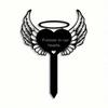Metal Heart with Angel Wings Memorial Stake Garden Yard Art Grave Marker Pet Remembrance Gift