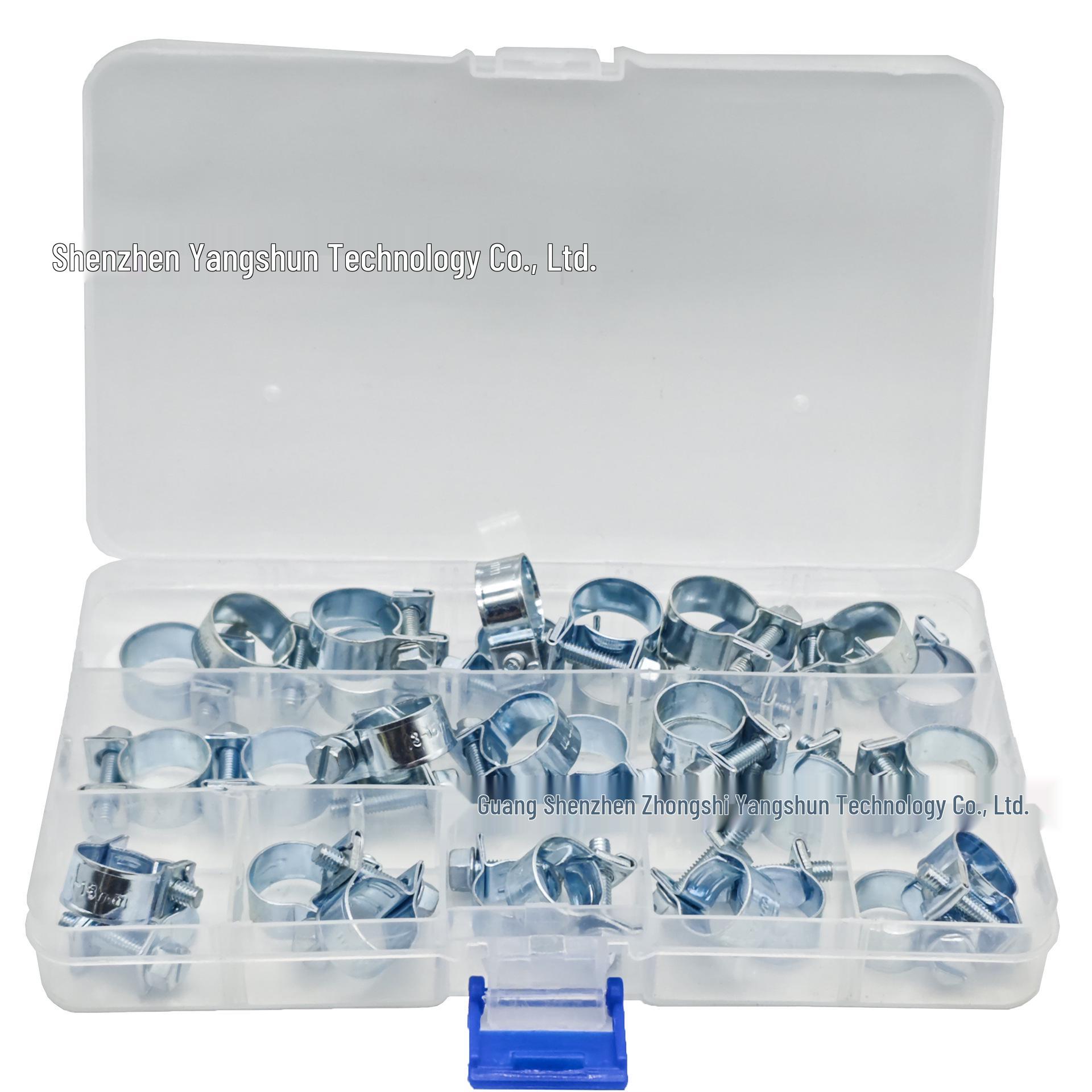 32-Piece Set of 11-16mm Galvanized Steel Double Ear Adjustable Hose Clamps 11-16mm