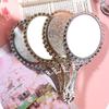 Vintage European Handheld Makeup Mirror Luxury Embossed Flower Hand Mirror Portable Cosmetic Mirror Vanity Tools for Women Gift