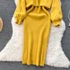 New Autumn Vintage Knitted Sweater Two Piece Set Beading Pullover Top And Spaghetti Strap V-neck Sheath Bodycon Dresses Suit