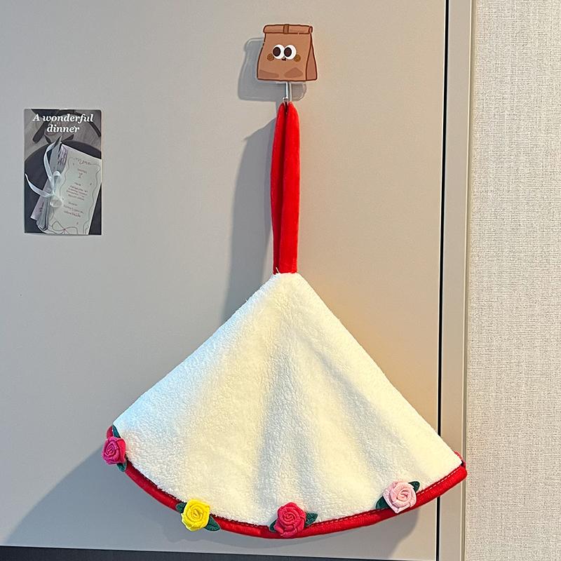 Rose Hand Towel Soft Hanging Type Quick Drying Absorb Water Bathroom Thickened Absorbent Wipe Cloth Bathroom Kitchen Use