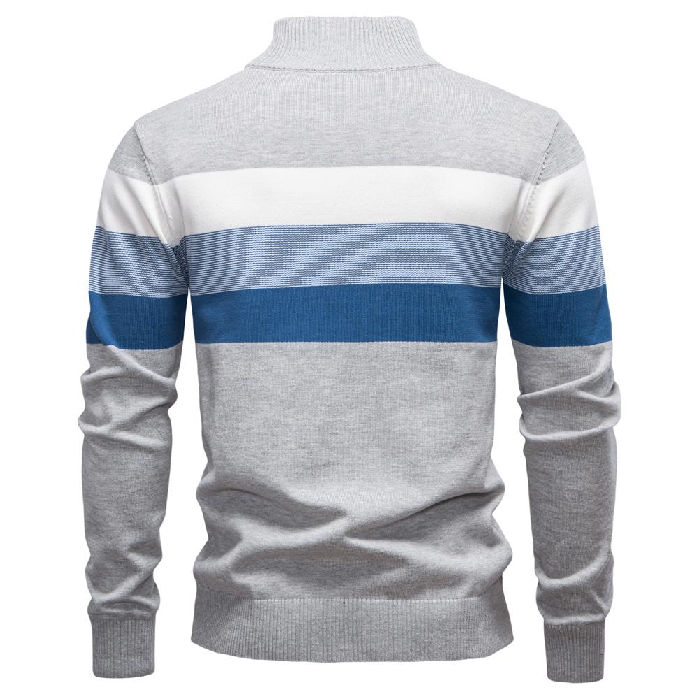 Männer Patchwork Pullover Pullover Baumwolle Casual Zipper Mock Neck Pullover für Männer Neue Winter Mode Warme Pullover für Männer