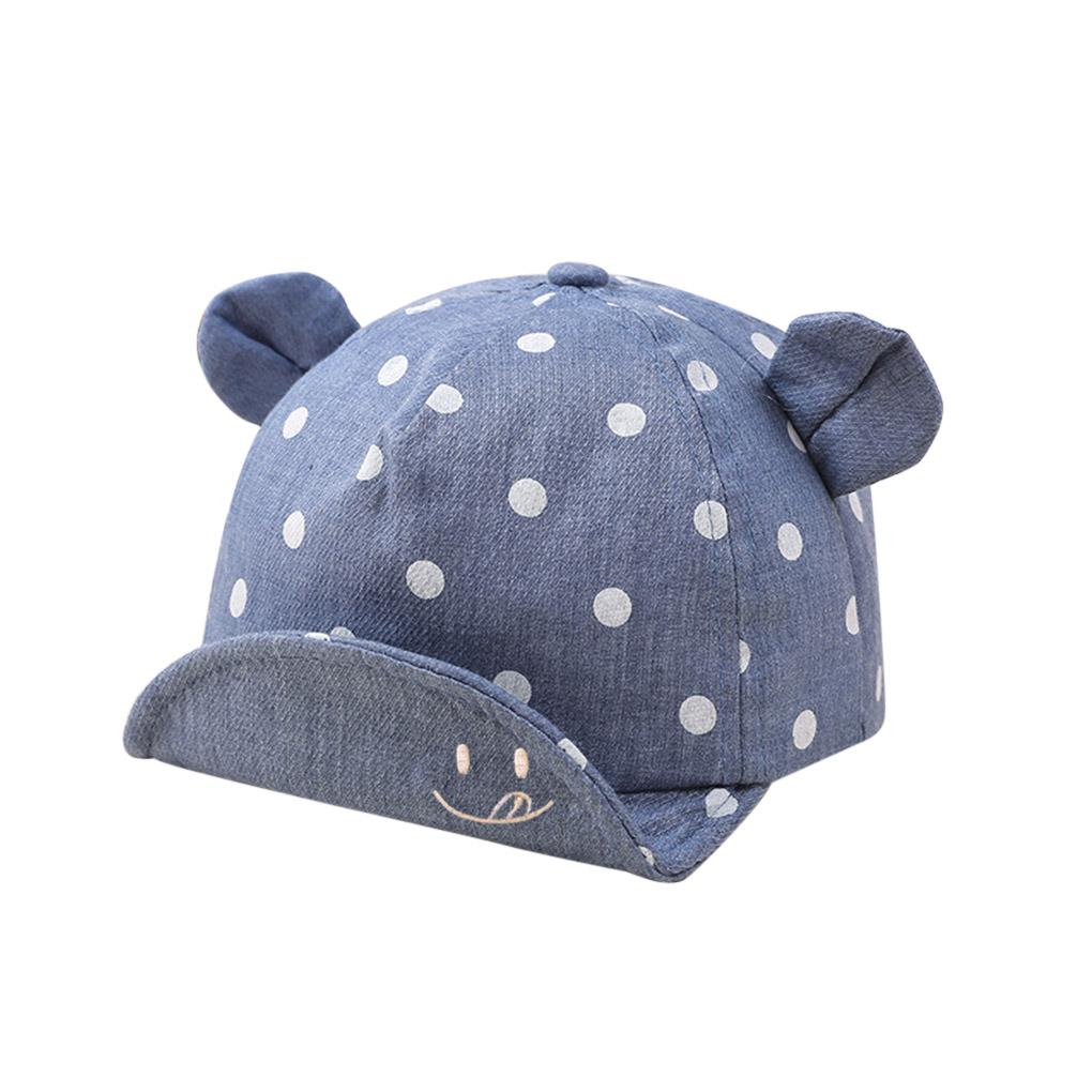 Kids Sun Cap Children Adorable Dots Style Sun Hat Toddler Photography Prop Cotton Hat with Ear