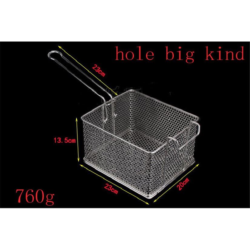 Stainless Steel Fry French Fries square Basket Kitchen Colander Mesh Strainer Net punching chicken wings Chef Cooking