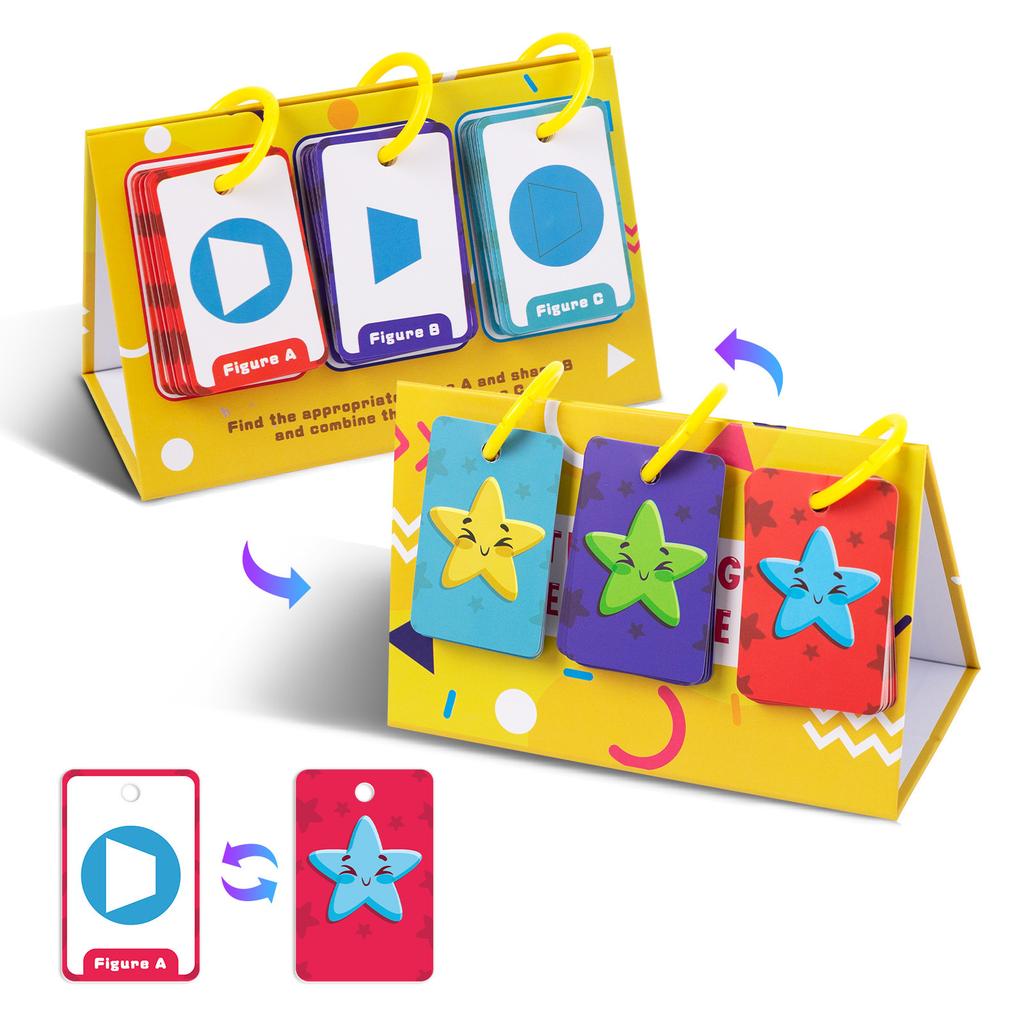 60 Graphic Combination Desktop Education Cards Color Enlightenment Graphic Combination Cognitive Card Parent-Child Interaction