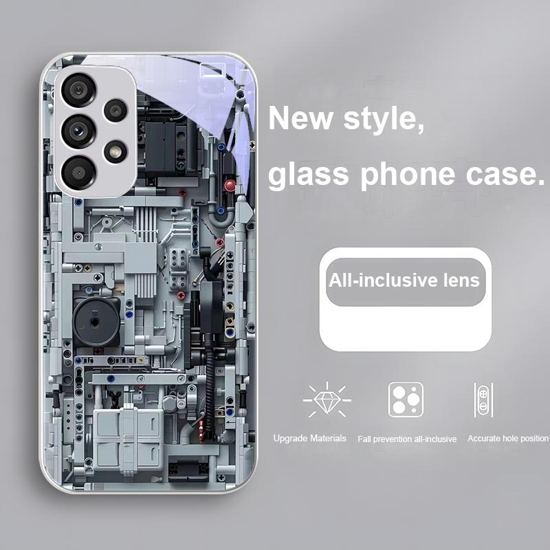 

Серо-синий механическое устройство Для Samsung Galaxy S24 Plus S20 21 FE S23 Ultra S8 9 A70 72 73 50 51 52 53 Закаленное стекло Чехол для телефона Samsung S23 Plus