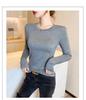 Women's Black Ribbed Slimming Crew Neck Long Sleeve Knit Top - Perfect for Spring, Autumn & Winter.