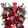 Bedroom Living Room Festive Decor Candy Cane Christmas Teardrop Swag, Red White Striped Peppermint Swag Durable Seasonal Wall Hanging Wreath for Front