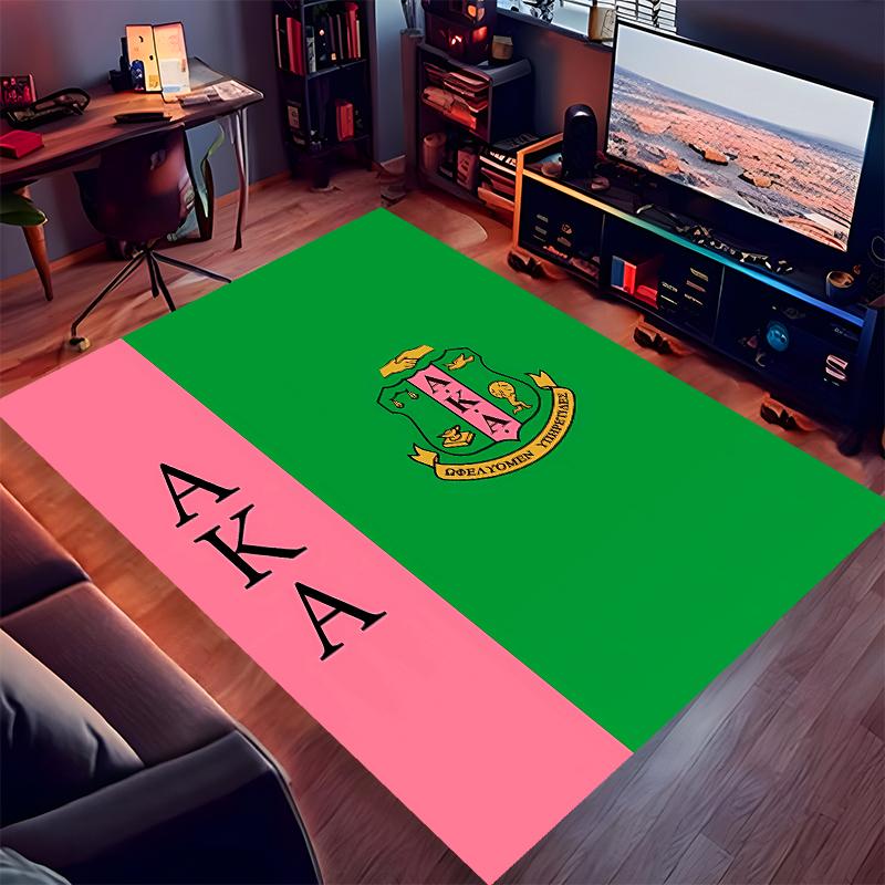 1pc AKA Logo Print Area Rug - Soft, Washable Non-Slip Indoor Mat for Office Chairs, Living Room, Home Office Decorative Rug
