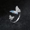 Enamel Butterfly Open Ring Elegant Finger Jewelry Sweet Butterfly Zircon Ring  Girls