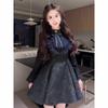 Rich Girl Fragrant Style Bow Princess Dress - Autumn/Winter French Waist-Hugging Design for Women