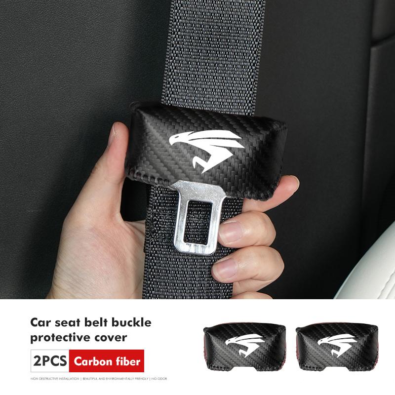 PU Leather Car Seat Belt Buckle Clip Cover Protector Anti-Scratch Case For Toyota GR Sport C-HR Rav4 YARiS supra Corolla Prius J33