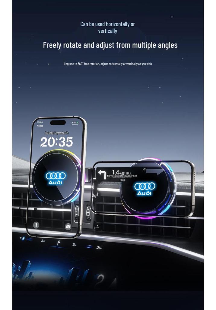 AION Y/V/S Dedicated Wireless Charging Magnetic Phone Holder with Air Cooling for In-Car Navigation