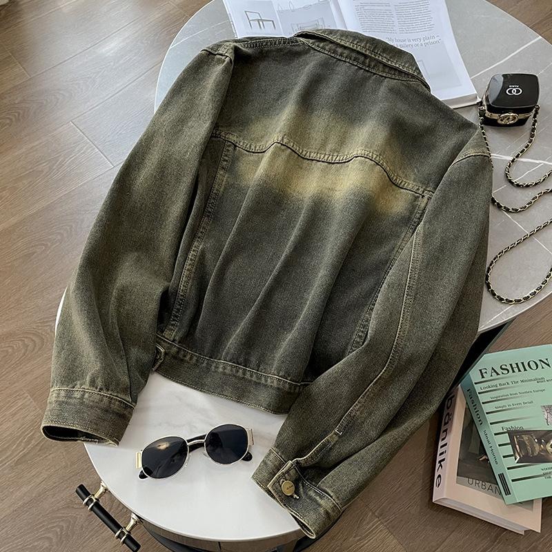 Dámská nová podzimní vintage volná zkrácená džínová bunda vše v jednom