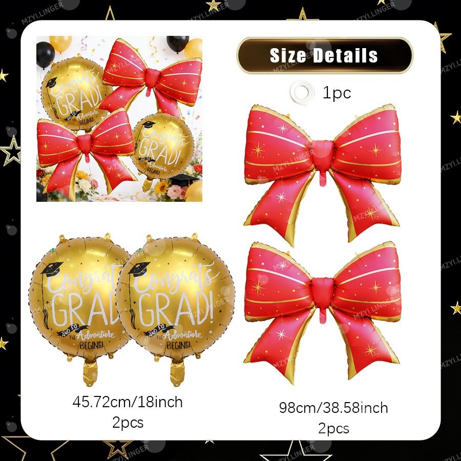 Bow Graduation Season Decoration Balloon Stripe Bow Balloon for Graduation Season Indoor and Outdoor Decoration Photography Prop