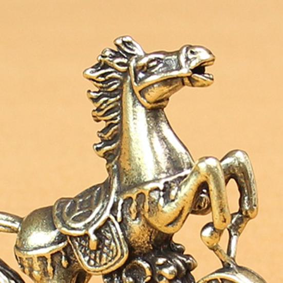 Мініатюрна статуетка щасливого коня з латуні з монетою, символ Китайського Нового року, Фен-шуй, талісман-кінь, прикраса, вінтажна мідна скульптура тварини за гороскопом для багатства, удачі