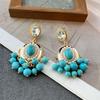 Vintage Bohemian Tassel Earrings Heavy Craft Natural Stone 925 Silver Pin Light Luxury Women Fashion Party Jewelry Gift