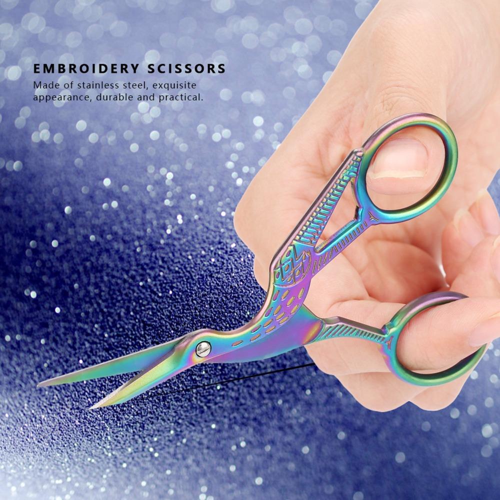 Stainless Steel Embroidery Scissors Sharp Tip Sewing Scissors Crane Shape Scissors  For Embroidery