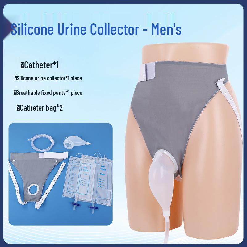 Silicone Urine Collector for Urinary Incontinence with Catheter, Anti-Leak, Suitable for Men and Women, Ideal for Bedridden or Paralyzed Care.